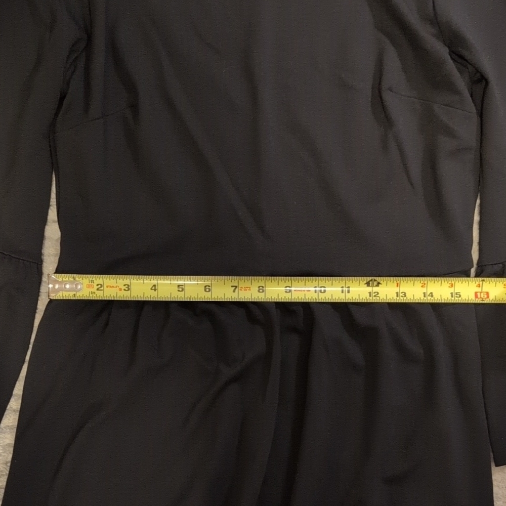 LOFT Black Midi Dress with Bell Sleeves - Picture 4 of 7